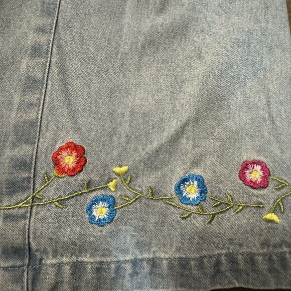 Vintage Denim&Co. Embroidered Denim Jacket Size XL Short Sleeve Zip Up Floral - Picture 9 of 9